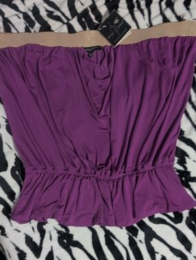 NWT Baby Phat Y2K Peep Hole Ruffled Tube Top In Purple With Gold Elastic Top 3xl